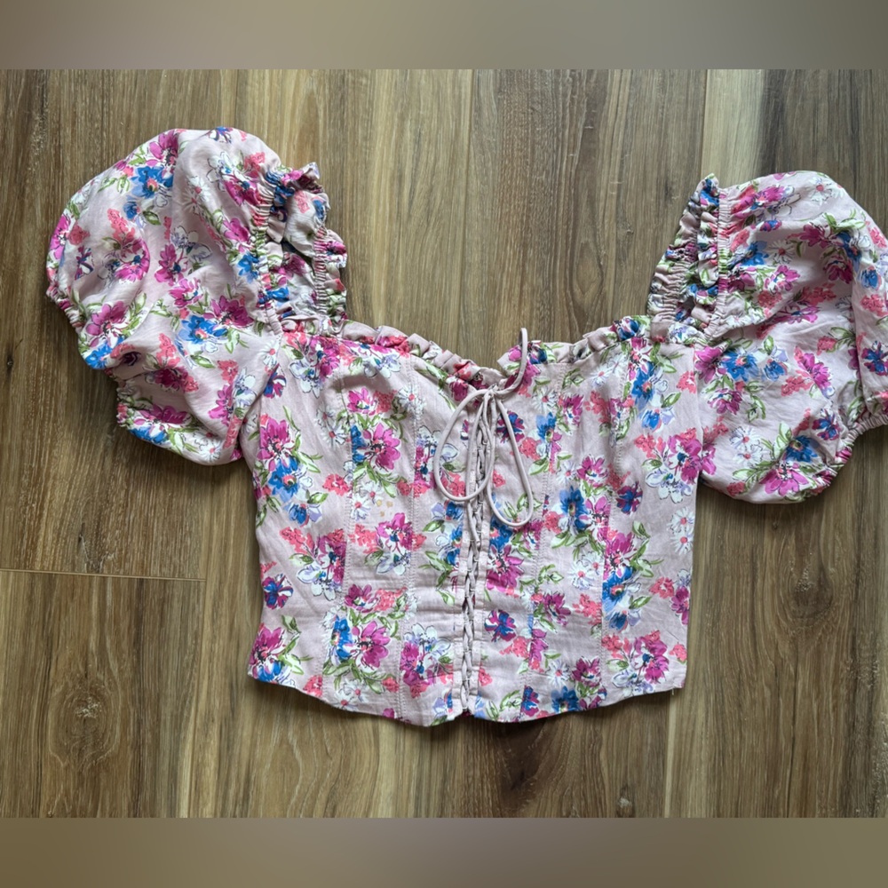 Astr Floral crop Top - Pink and Blue